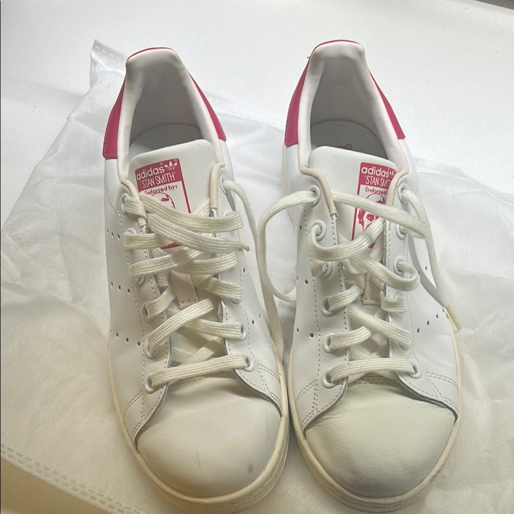 Adidas Women's Stan Smith White and Pink Sneakers